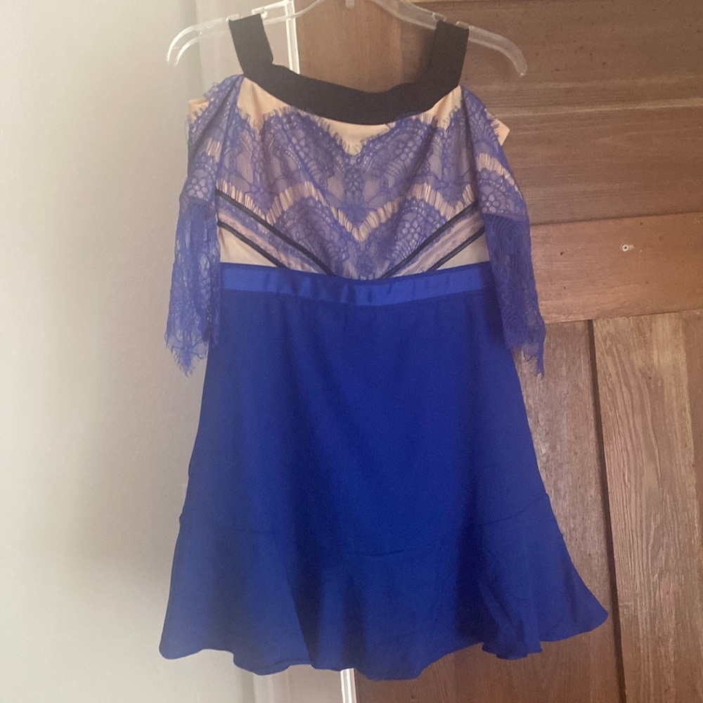 Off the shoulder blue mini dress
